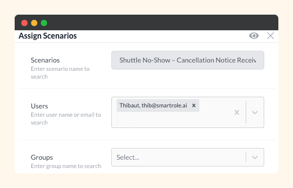 Assigning a scenario to agents and groups
