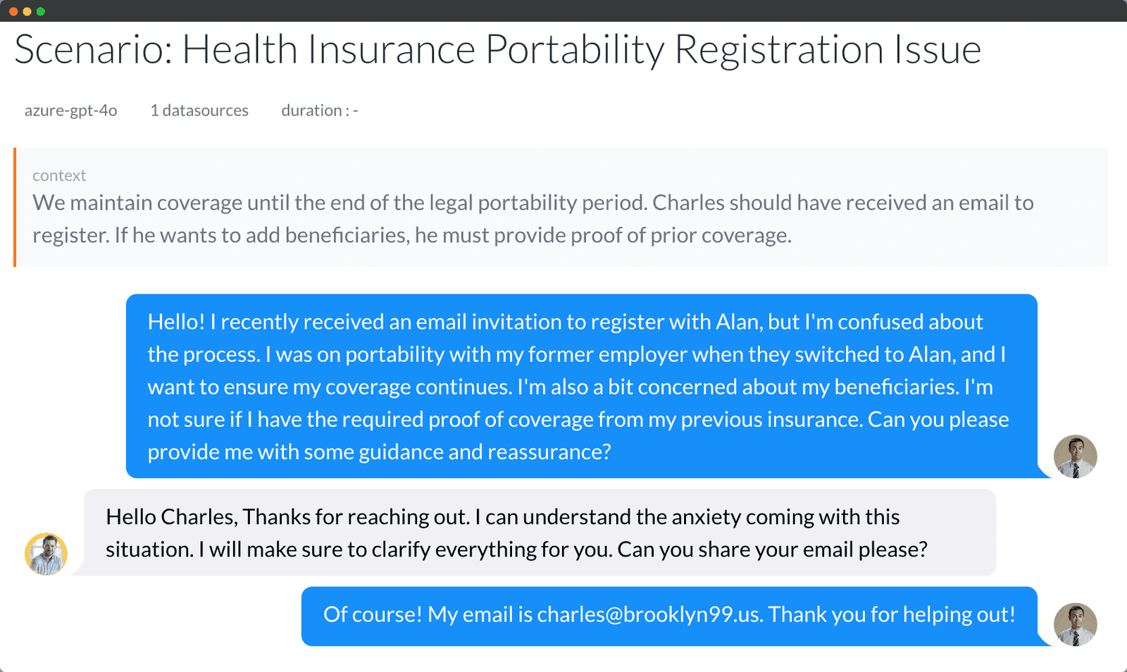 A health insurance support scenario in Smart Role